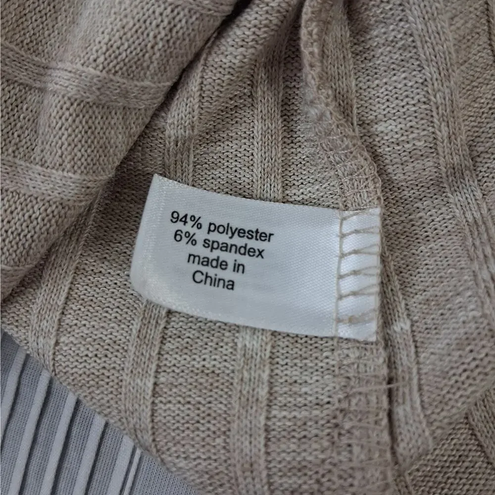 Lane Bryant Open Front Duster Cardigan Sweater Ribbed‎ Knit Women's 14/16 Beige